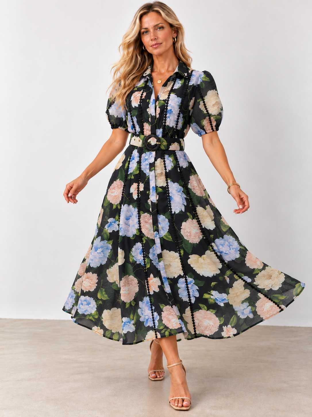 Greta Dress | Black Floral
