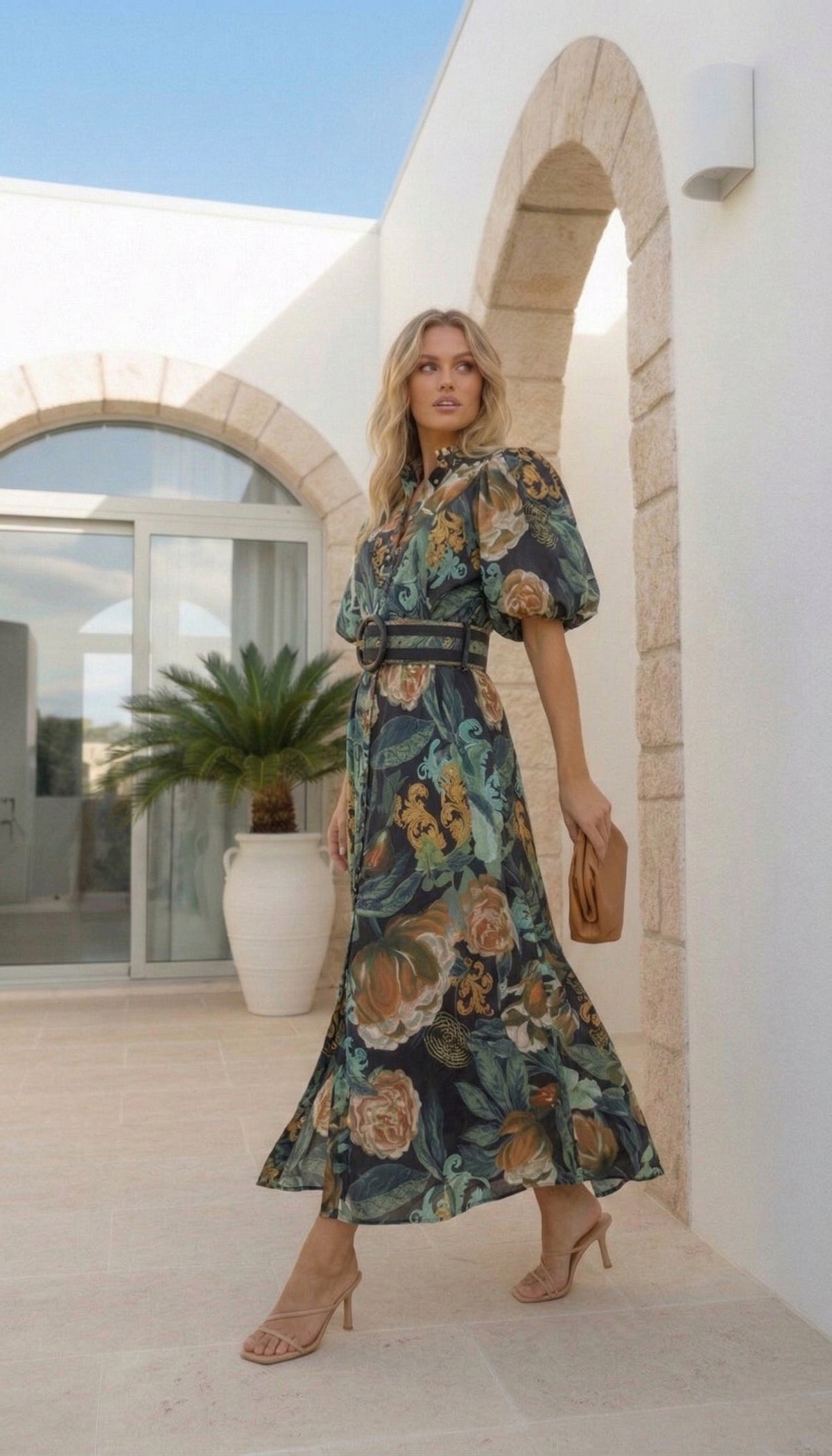 Harriet SL. Long Dress  | Black-Floral