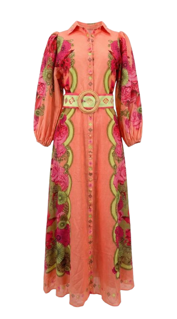 Vera Linen Blend Maxi Dress – Melon Floral